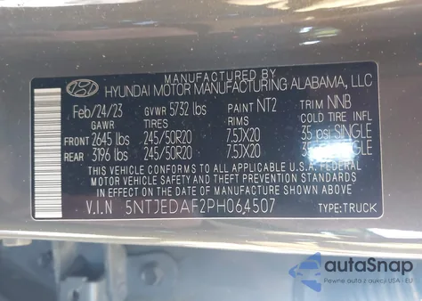2023 Hyundai Santa Cruz Limited from USA, damaged, VIN 5NTJEDAF2PH064507